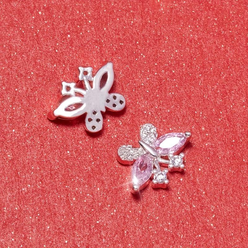 3D Butterfly Nail Art Charms Glitter Nail Decals Rhinestones Crystal Studs