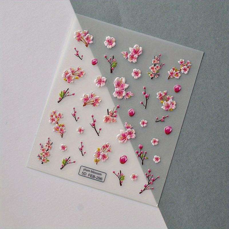 5D Summer Nail Art Stickers Flower Leaves Butterfly Self Adhesive Decals