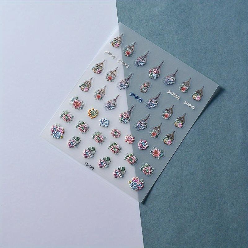 5D Summer Nail Art Stickers Flower Leaves Butterfly Self Adhesive Decals