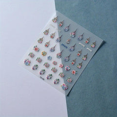 5D Summer Nail Art Stickers Flower Leaves Butterfly Self Adhesive Decals