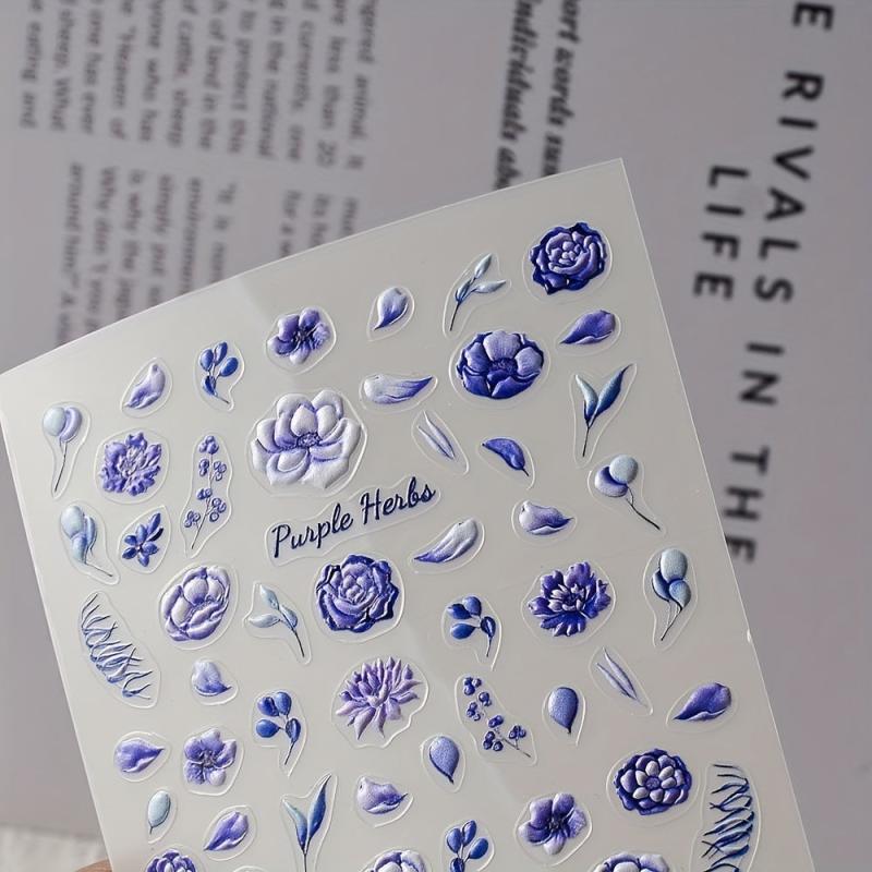 5D Summer Nail Art Stickers Flower Leaves Butterfly Self Adhesive Decals