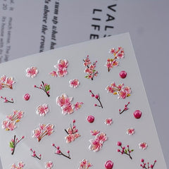 5D Summer Nail Art Stickers Flower Leaves Butterfly Self Adhesive Decals