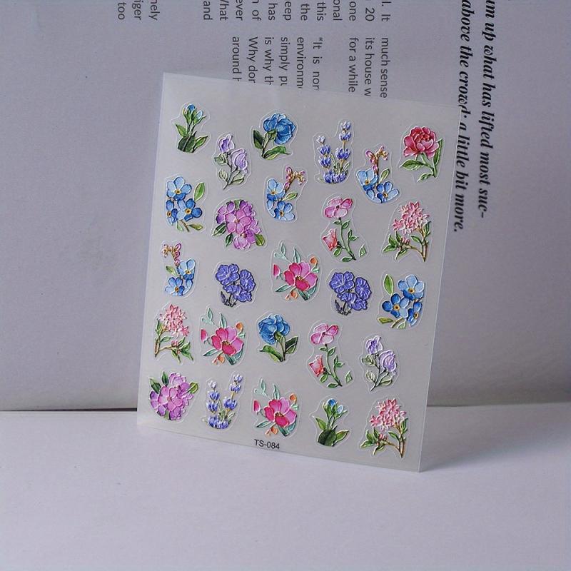 5D Summer Nail Art Stickers Flower Leaves Butterfly Self Adhesive Decals