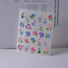 5D Summer Nail Art Stickers Flower Leaves Butterfly Self Adhesive Decals