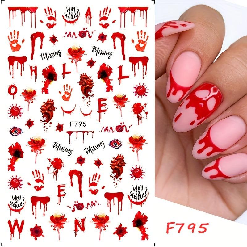 Halloween Nail Art Stickers Self Adhesive Decals for DIY Nail Decorations
