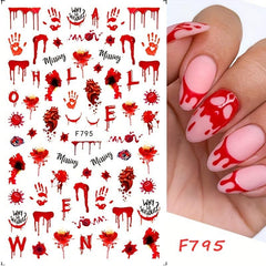 Halloween Nail Art Stickers Self Adhesive Decals for DIY Nail Decorations