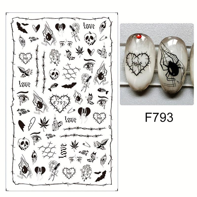 Halloween Nail Art Stickers Self Adhesive Decals for DIY Nail Decorations