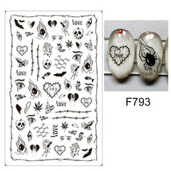 Halloween Nail Art Stickers Self Adhesive Decals for DIY Nail Decorations