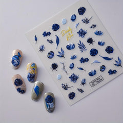 5D Embossed Flower Nail Art Stickers Self Adhesive Decals for DIY or Salons