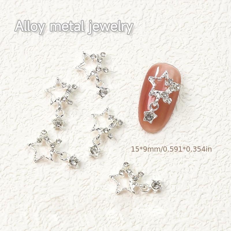20pcs Star Nail Art Charms With Rhinestones 3D Pendant Nail Gem Accessories