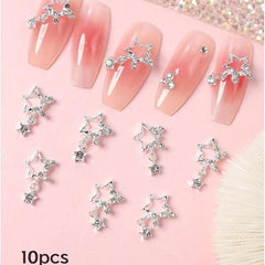 20pcs Star Nail Art Charms With Rhinestones 3D Pendant Nail Gem Accessories