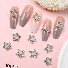 20pcs Star Nail Art Charms With Rhinestones 3D Pendant Nail Gem Accessories