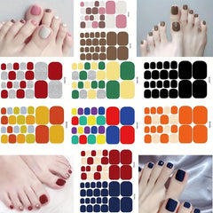 Waterproof Toenail Stickers Full Wraps Solid Toenail Polish Strips
