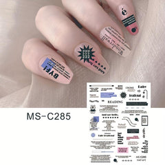 Vintage Letters Flower Nail Art Stickers