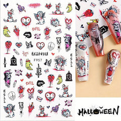 3pcs 3D Halloween Nail Art Stickers Self Adhesive Decals For DIY Or Nail Salons