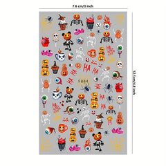 3pcs 3D Halloween Nail Art Stickers Self Adhesive Decals For DIY Or Nail Salons