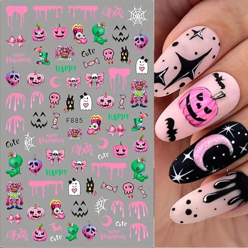 3pcs 3D Halloween Nail Art Stickers Self Adhesive Decals For DIY Or Nail Salons