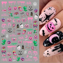 3pcs 3D Halloween Nail Art Stickers Self Adhesive Decals For DIY Or Nail Salons