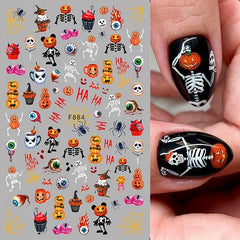 3pcs 3D Halloween Nail Art Stickers Self Adhesive Decals For DIY Or Nail Salons