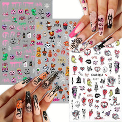 3pcs 3D Halloween Nail Art Stickers Self Adhesive Decals For DIY Or Nail Salons