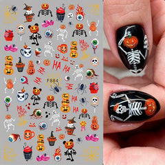 3pcs 3D Halloween Nail Art Stickers Self Adhesive Decals For DIY Or Nail Salons