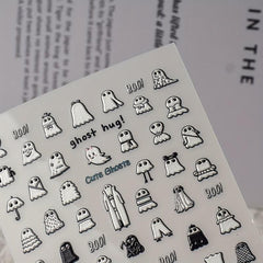 5D Embossed Halloween Nail Art Stickers - Ghost Design - 10 Sheets