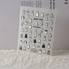 5D Embossed Halloween Nail Art Stickers - Ghost Design - 10 Sheets
