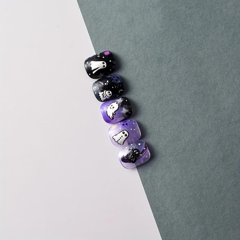 5D Embossed Halloween Nail Art Stickers - Ghost Design - 10 Sheets