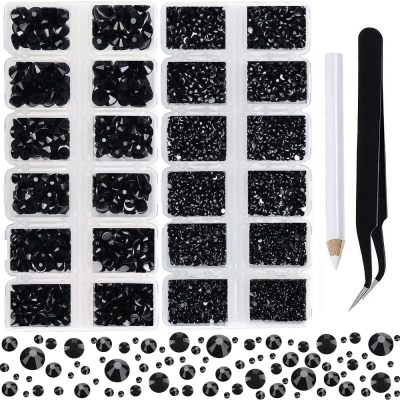 Glass Nail Art Rhinestones Kit Round Crystal Gemstones