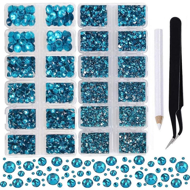 Glass Nail Art Rhinestones Kit Round Crystal Gemstones