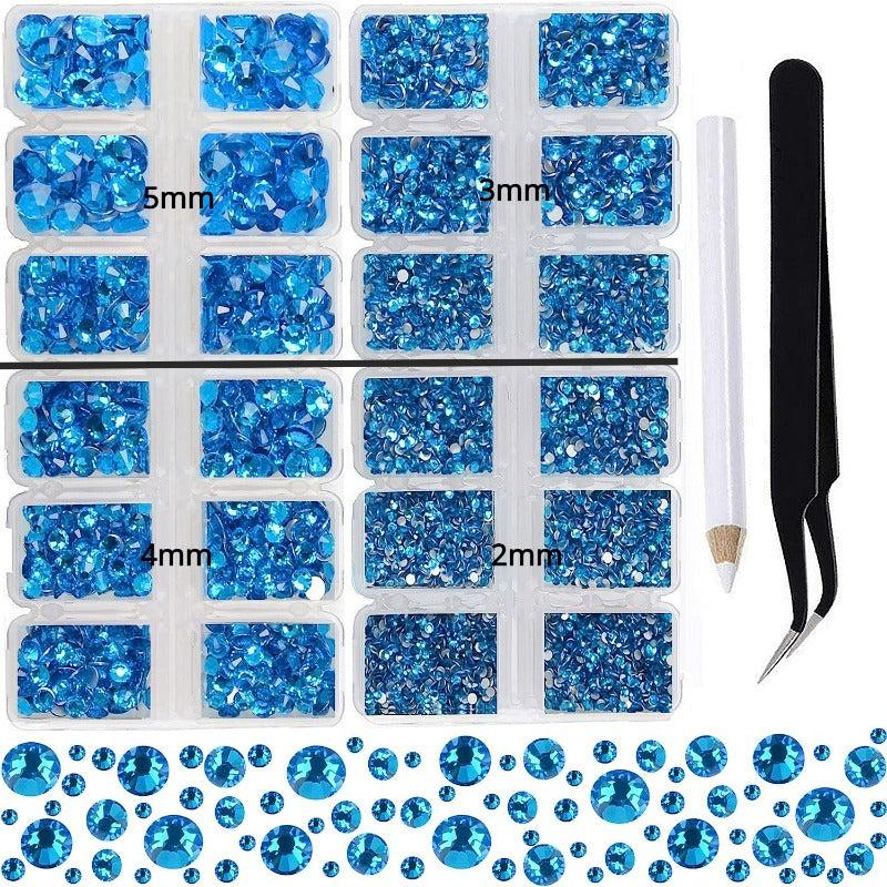 Glass Nail Art Rhinestones Kit Round Crystal Gemstones