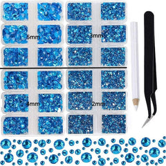 Glass Nail Art Rhinestones Kit Round Crystal Gemstones