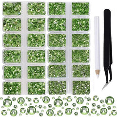 Glass Nail Art Rhinestones Kit Round Crystal Gemstones