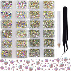 Glass Nail Art Rhinestones Kit Round Crystal Gemstones
