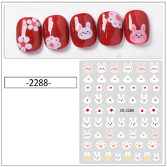 Cartoon Rabbit Nail Art Stickers 3D Self Adhesive Nail Decals