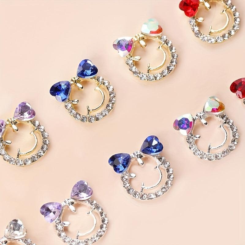Heart Rhinestone Nail Art Charms 3D Alloy Gems