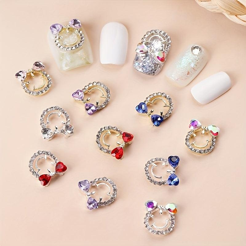 Heart Rhinestone Nail Art Charms 3D Alloy Gems