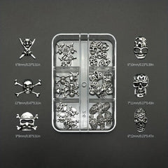 30Pcs Halloween Skeleton Nail Ornaments Set