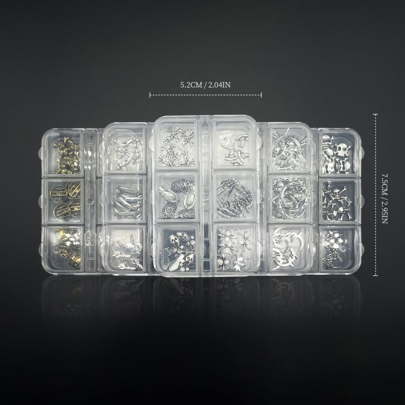30Pcs Halloween Skeleton Nail Ornaments Set