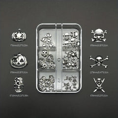 30Pcs Halloween Skeleton Nail Ornaments Set