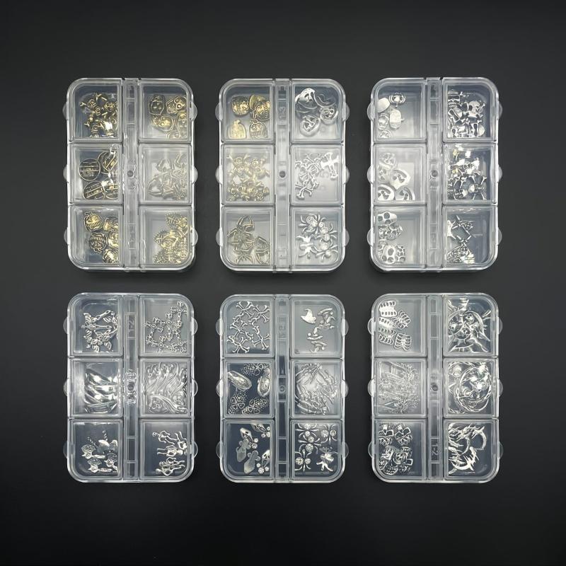 30Pcs Halloween Skeleton Nail Ornaments Set