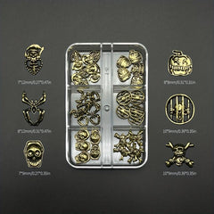 30Pcs Halloween Skeleton Nail Ornaments Set