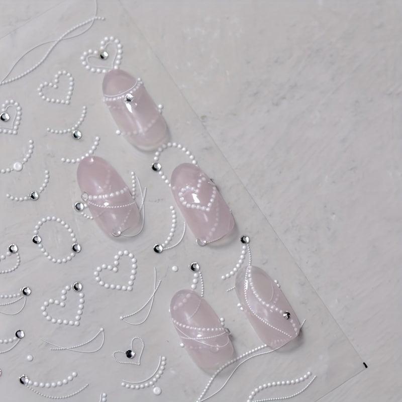 Pearl Nail Art Stickers Self Adhesive for DIY Nail Art