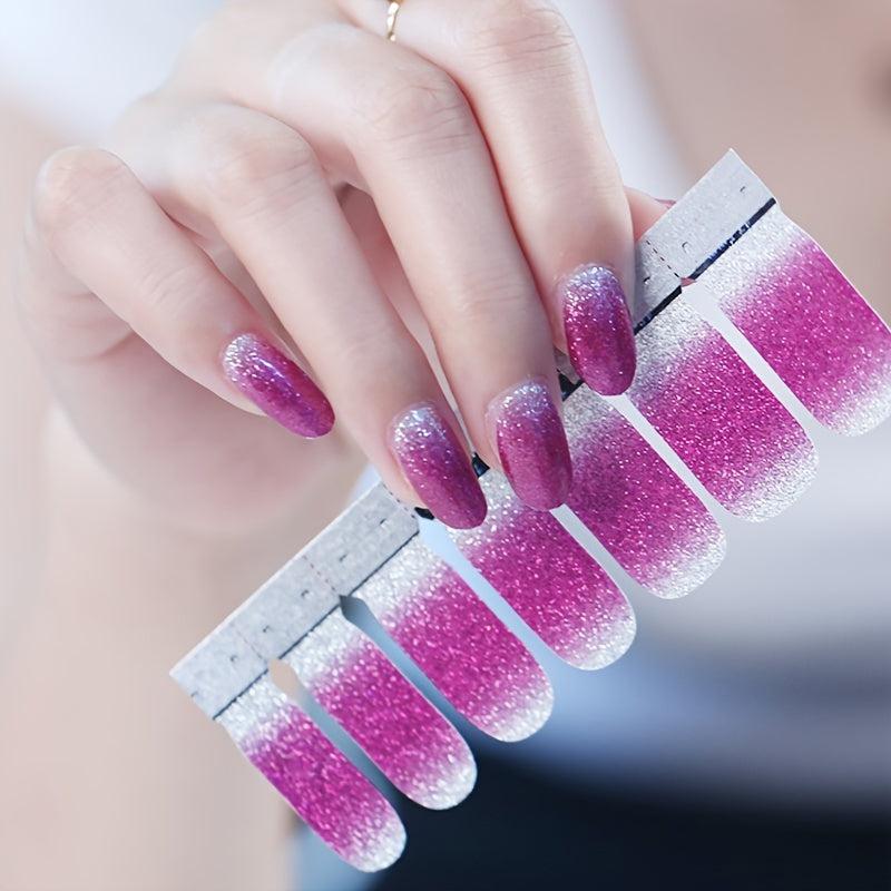 Glitter Nail Polish Stickers Self Adhesive Nail Art Decal Strips