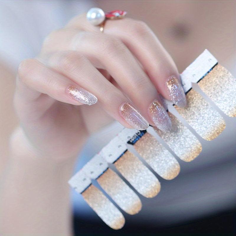 Glitter Nail Polish Stickers Self Adhesive Nail Art Decal Strips