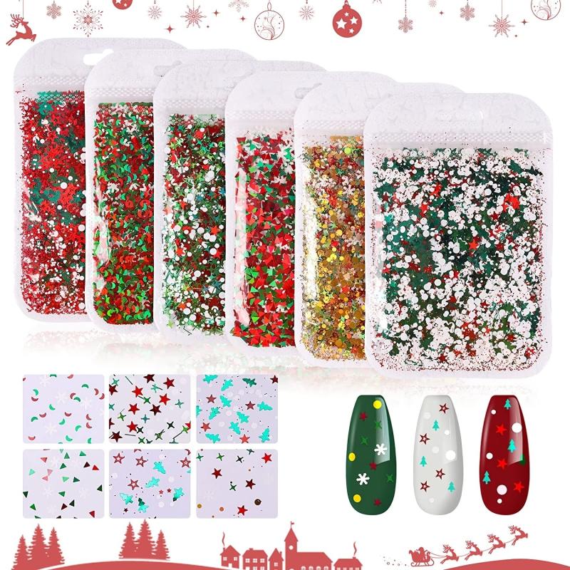 Christmas Nail Art Sequins 3D Holographic Designs