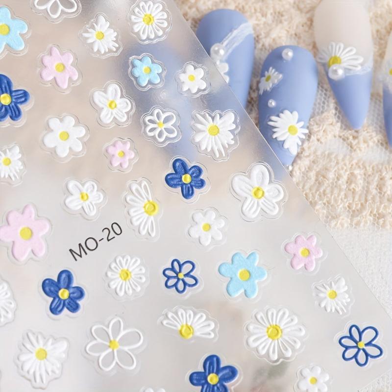 Colorful Flower Hearts 5D Nail Stickers for Girls