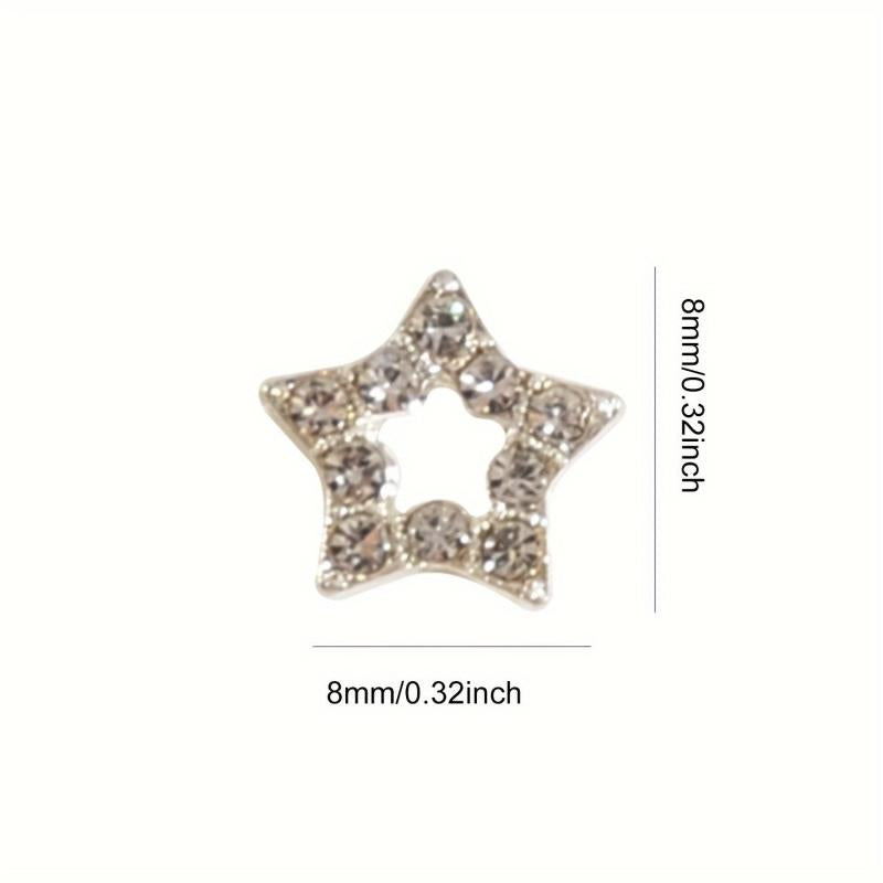 30pcs 3D Star Nail Charms With Rhinestones Pendant - Nail Art Gem Alloy Jewelry