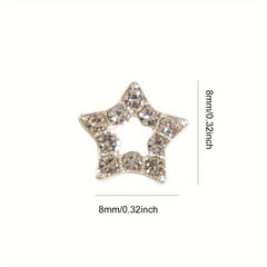 30pcs 3D Star Nail Charms With Rhinestones Pendant - Nail Art Gem Alloy Jewelry