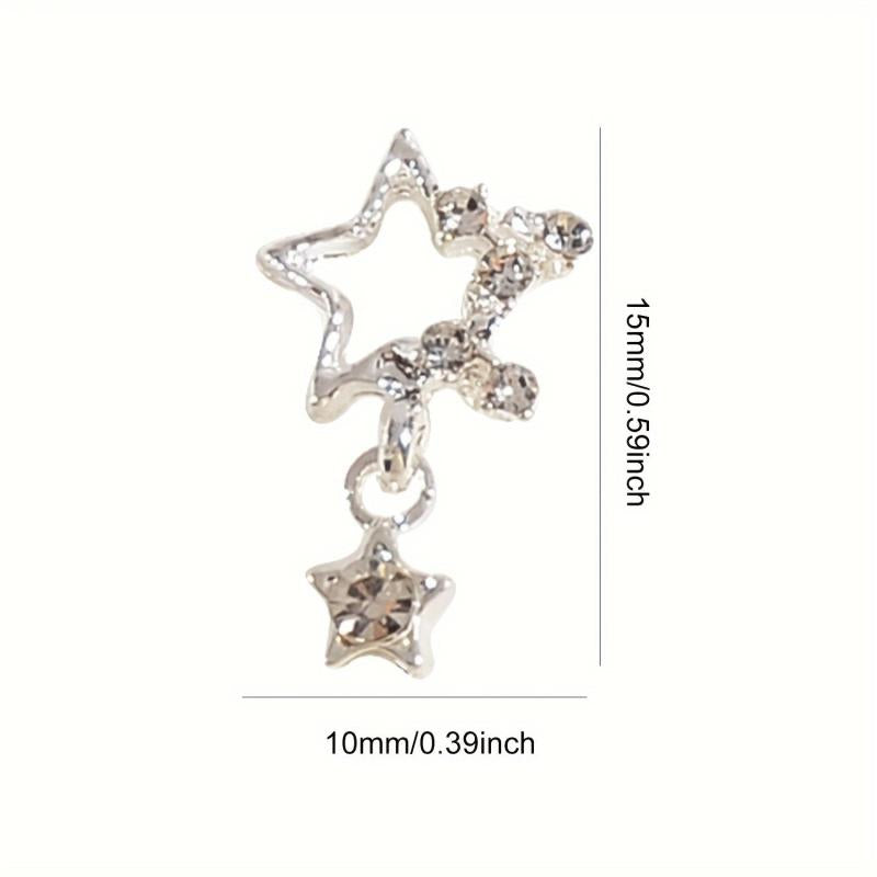 30pcs 3D Star Nail Charms With Rhinestones Pendant - Nail Art Gem Alloy Jewelry